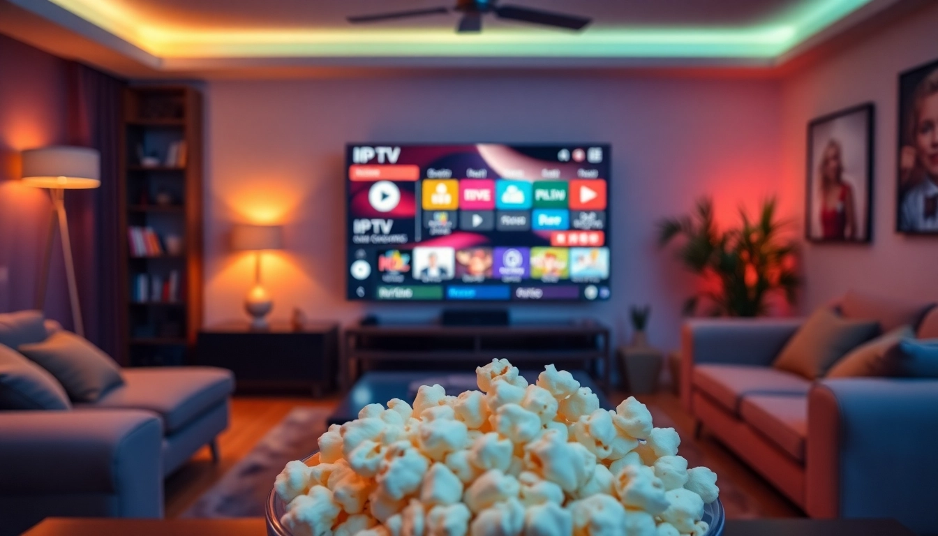 Watch IPTV seamlessly with premium abonnement iptv services in a cozy living room setting.