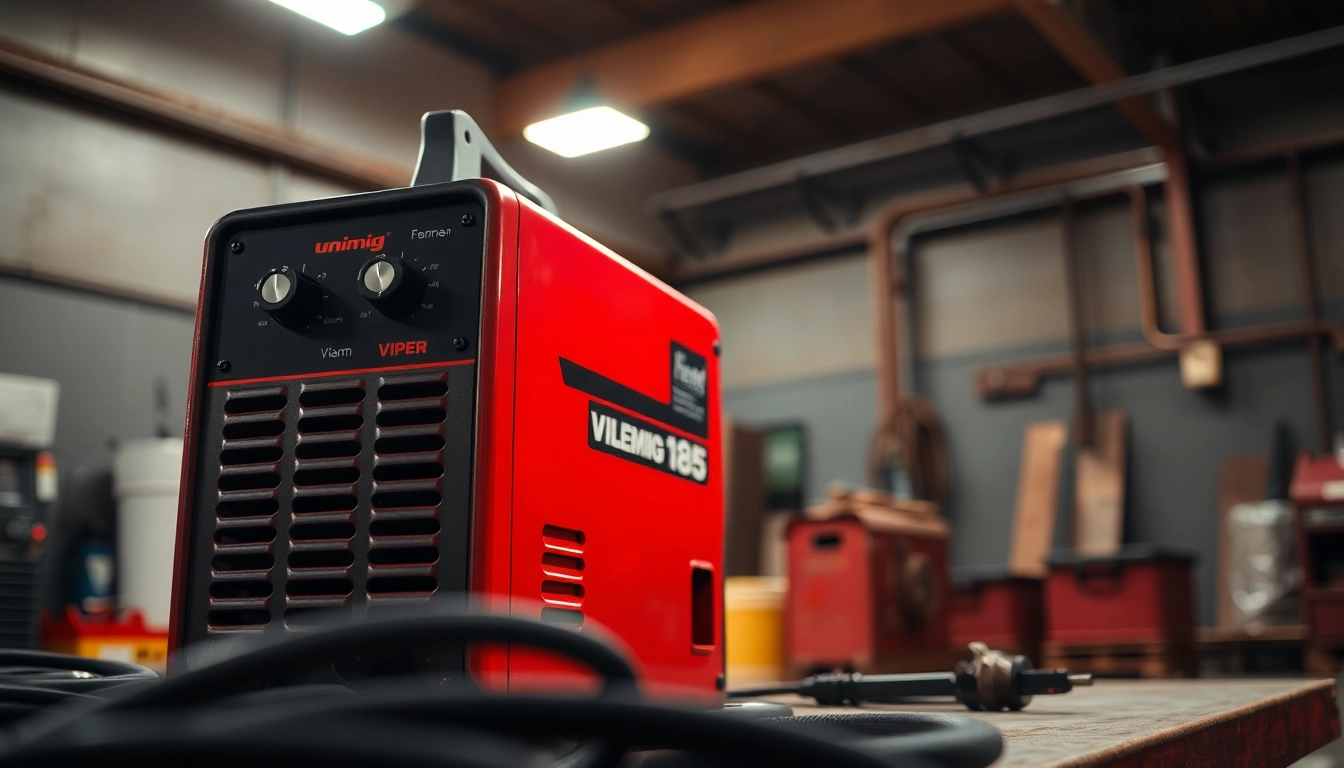 Welding with the Unimig Viper 185 showcasing its robust design and functionality.