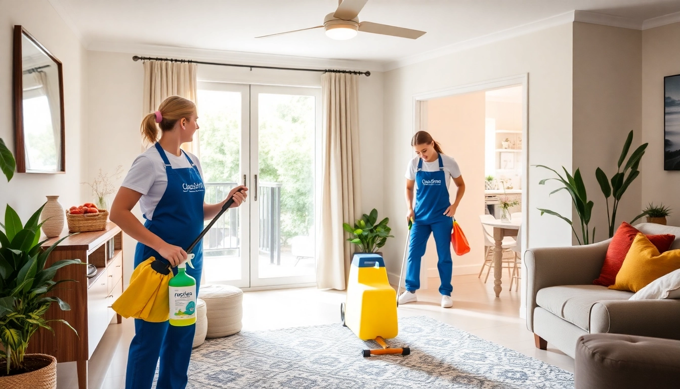 Professional bond cleaning brisbane team efficiently cleans a bright residential space with eco-friendly products.