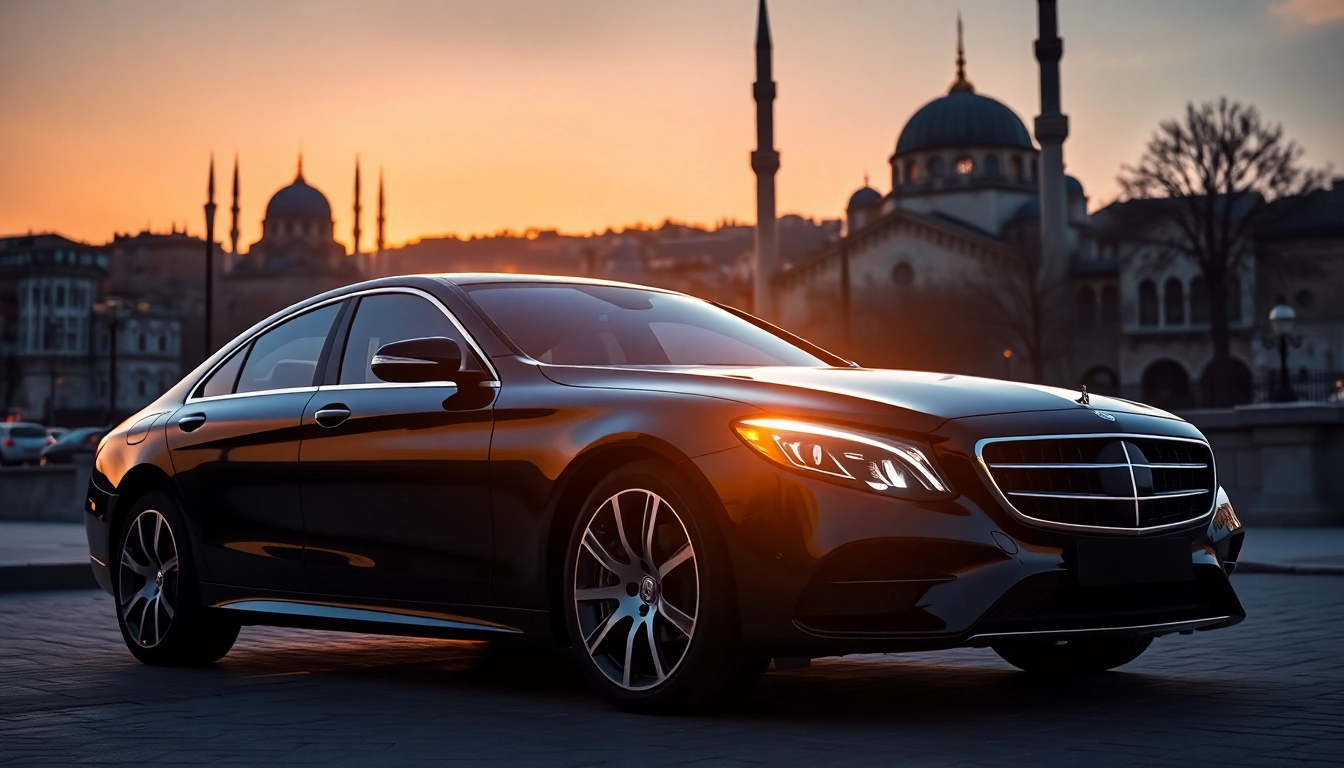 Experience a cheap chauffeur service ISTANBUL with a luxurious vehicle in front of famous landmarks.