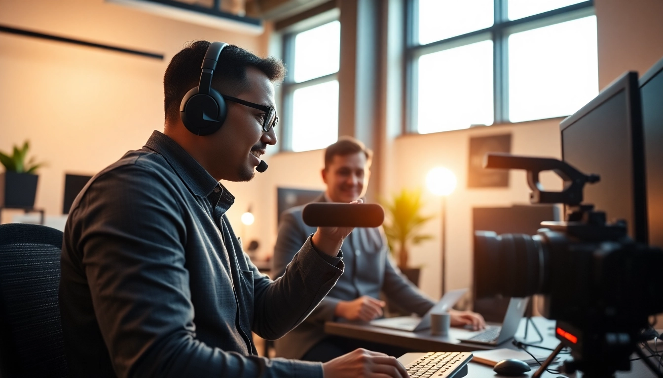 Corporate Video Editing: Engaging scene of a professional editor utilizing advanced tools in a well-lit workspace.