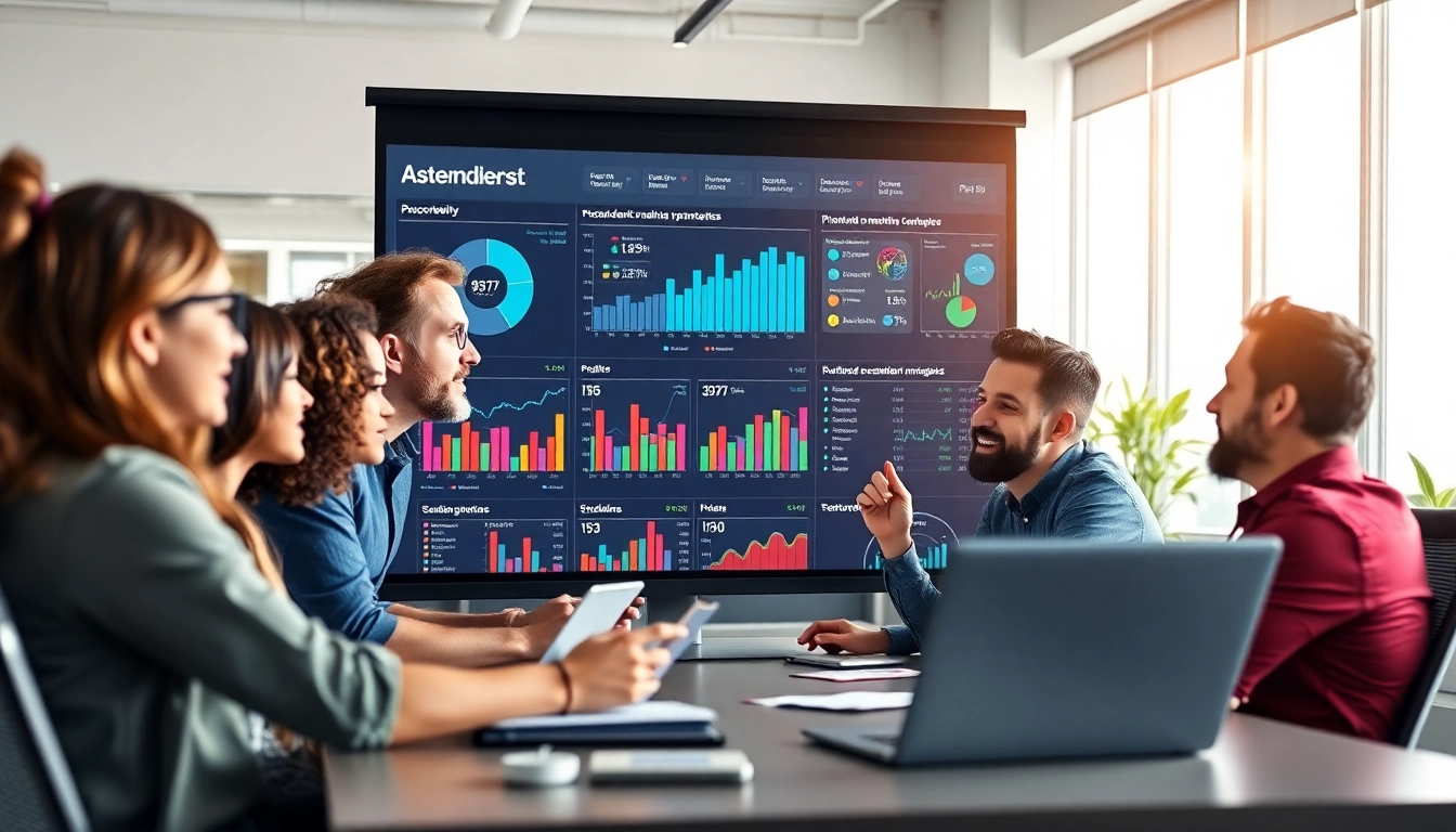 Analyze emotional tone using AI sentiment analysis with data visualizations in a modern office setting.