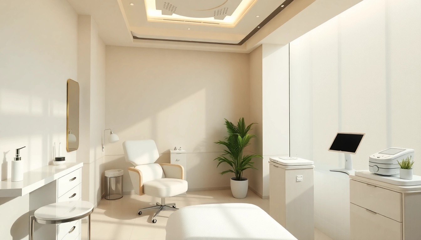 Behandlung im modernen Klinikbereich für ästhetische Medizin mit beruhigender Atmosphäre.