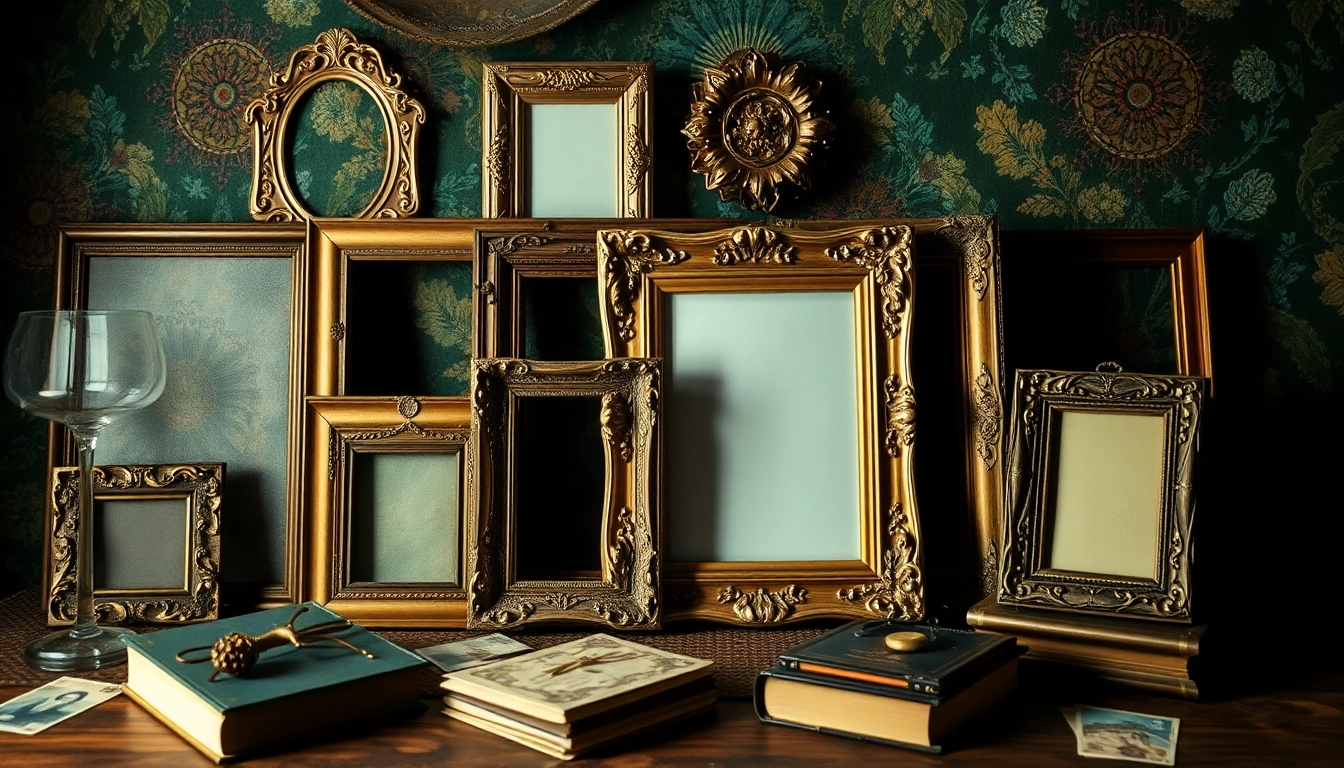 Stylish vintage frames artfully arranged, showcasing intricate designs and unique styles for timeless elegance.