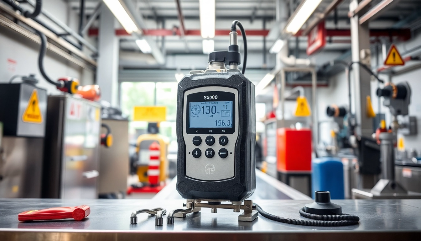 Showcasing a sulfur dioxide gas detector in a professional safety setting, emphasizing reliability and precision.