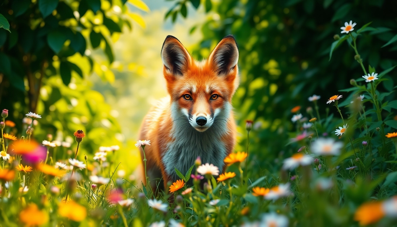 Watch the stunning red fox at www.sudswild.com amidst a vibrant forest and wildflowers.