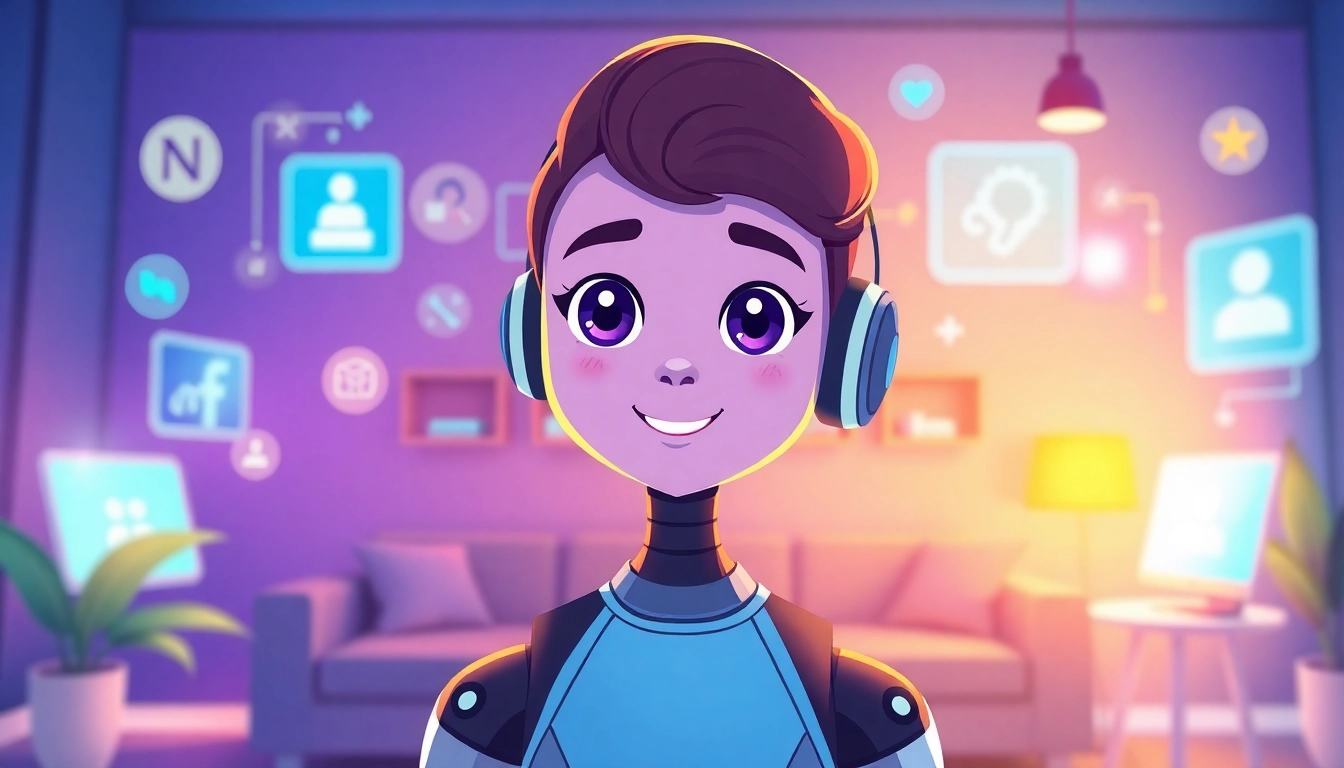 Engaging digital character experiencing interactions with crush onai in a vibrant chat environment.
