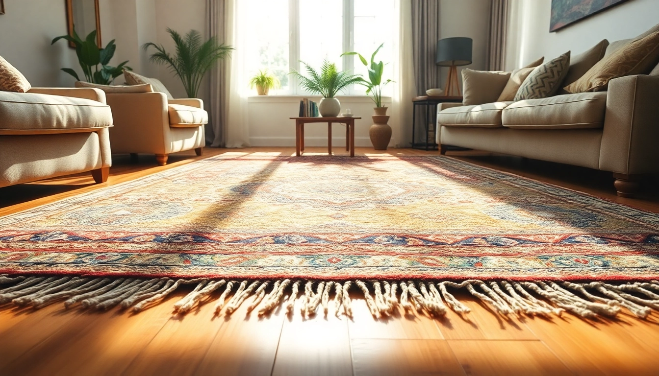 Boujaad vintage rugs beautifully displayed in a sunlit living room, showcasing intricate patterns.