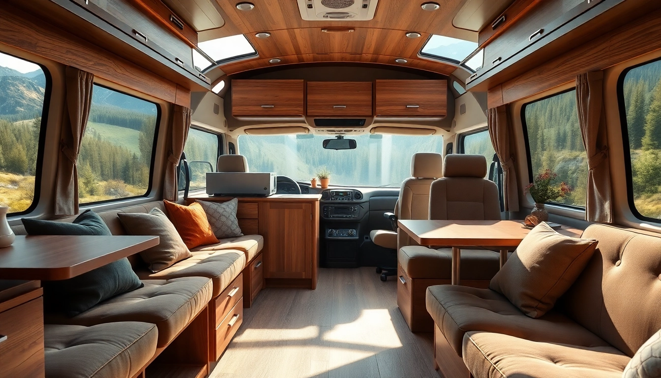 Cozy interior of JRP Campers highlighting elegant design and inviting atmosphere.