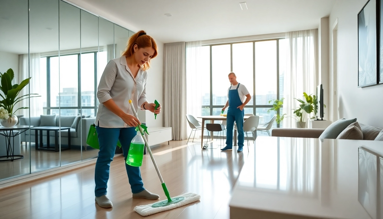Professional bond cleaning Brisbane service showcasing eco-friendly techniques and a clean apartment.