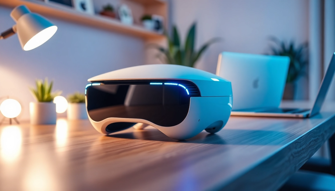 Buy Apple Vision Pro showcased in a modern office with bright ambient lighting.