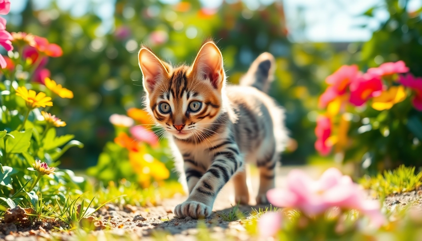 Playful Bengal kitten in a scenic Orange County garden demonstrating Bengal Breeders Orange County charm.