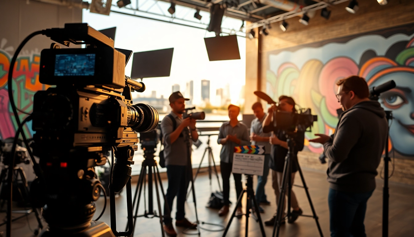 Highlighting edmonton production companies, a film crew collaborates on a vibrant video production in Edmonton.
