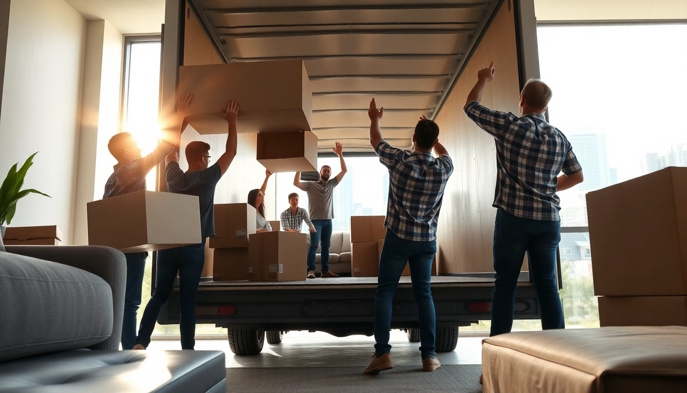 Movers Calgary team efficiently packing and lifting items during a residential move.