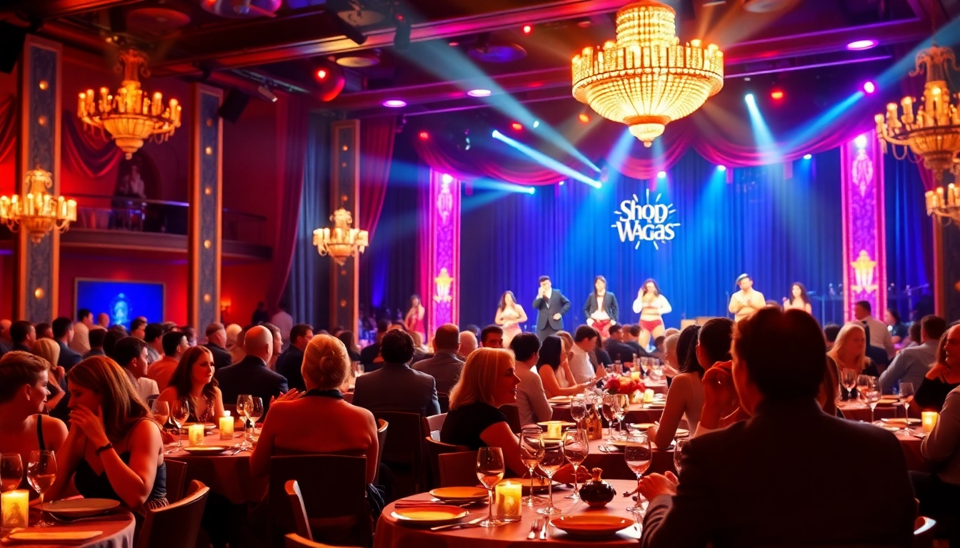 Guests enjoying a dinner theater las vegas experience with engaging performances on stage.