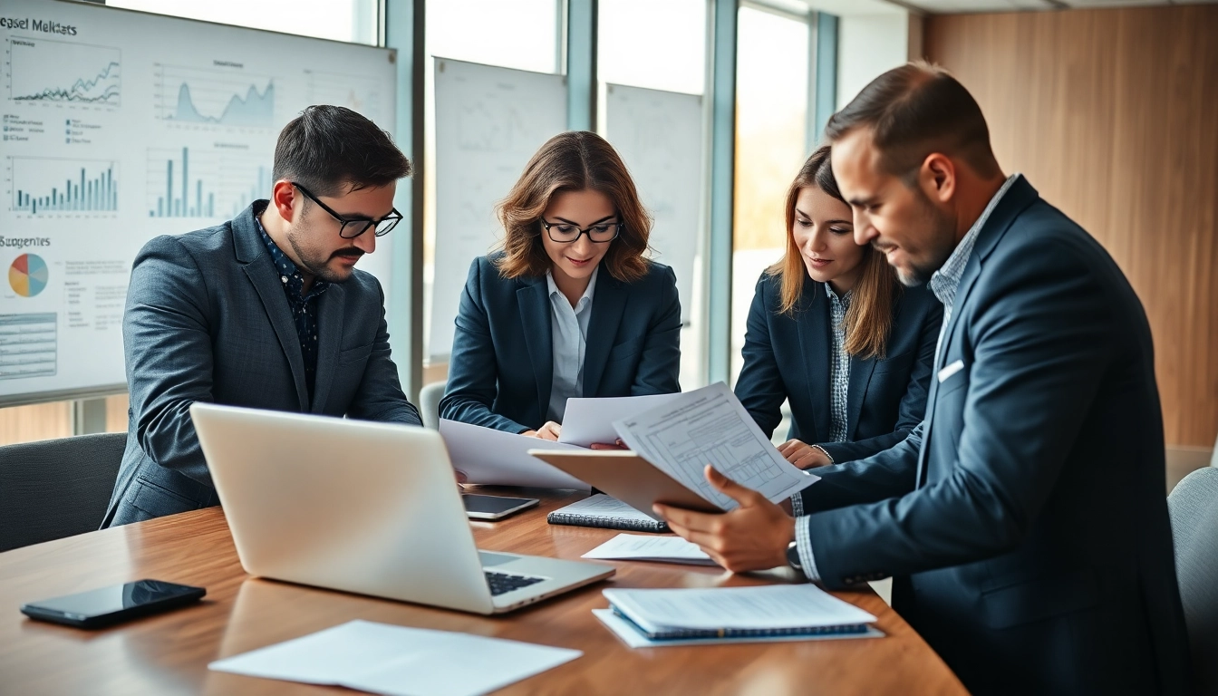Enhance competitive intelligence through data analysis by a diverse business team in an office.